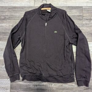 Lacoste Men's Black Zip Front Fleece Jacket 6 XL